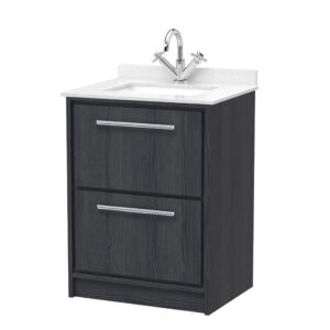 Hudson Reed 600mm Floor Standing 2-Drawer Vanity with Marble Worktop Basin LIL2233WS1