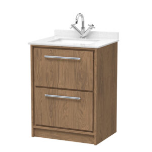 Hudson Reed 600mm Floor Standing 2-Drawer Vanity with Marble Worktop Basin LIL2733WS1