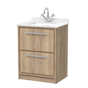 Hudson Reed 600mm Floor Standing 2-Drawer Vanity with Marble Worktop Basin LIL3033WS1