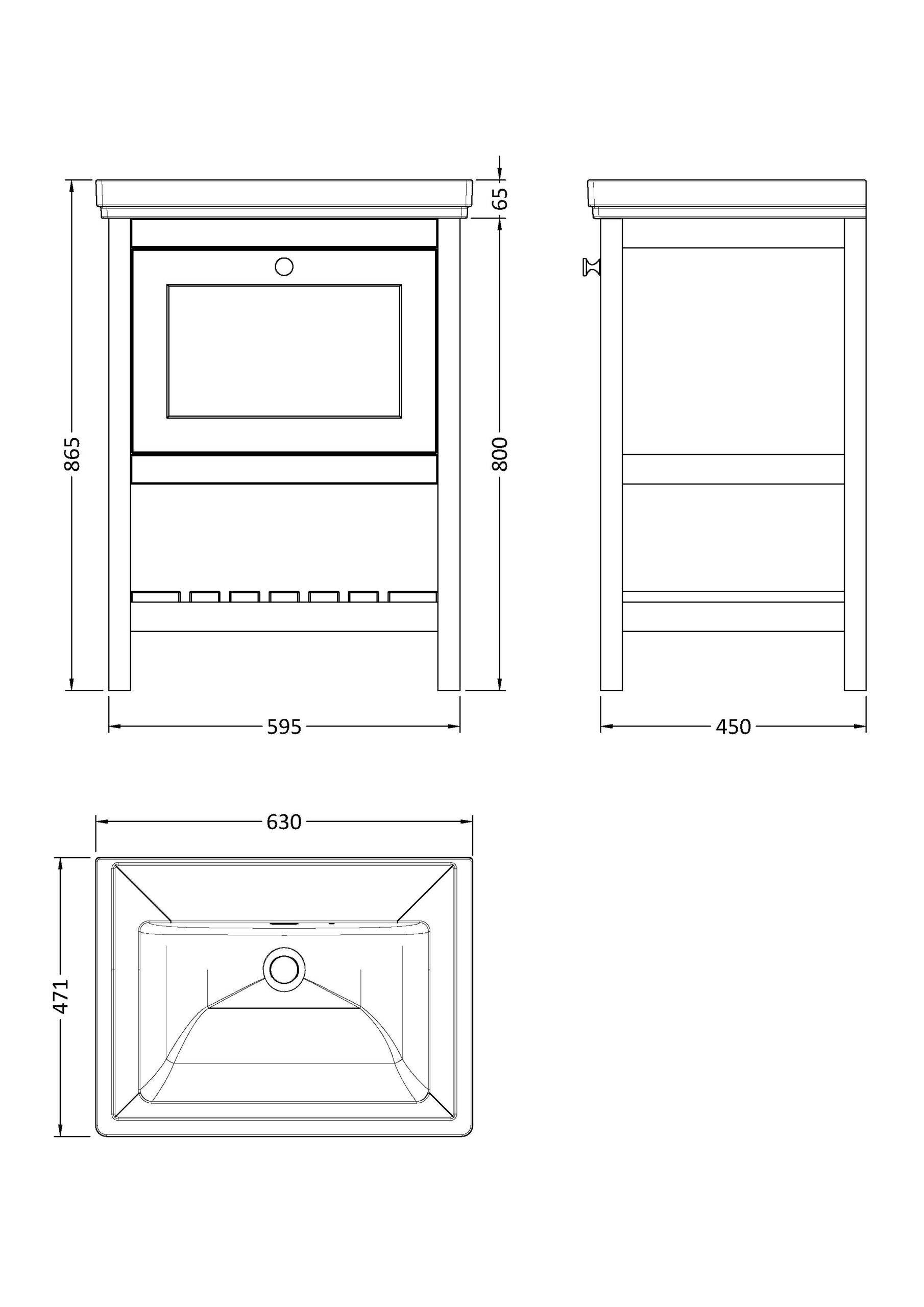 Hudson Reed 600mm Floor Standing Vanity & Basin 0TH BEX825H - Image 3