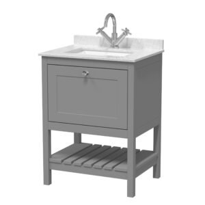 Hudson Reed 600mm Floor Standing Vanity & Marble Top 1TH BEX225WS1