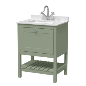 Hudson Reed 600mm Floor Standing Vanity & Marble Top 1TH BEX825WS1