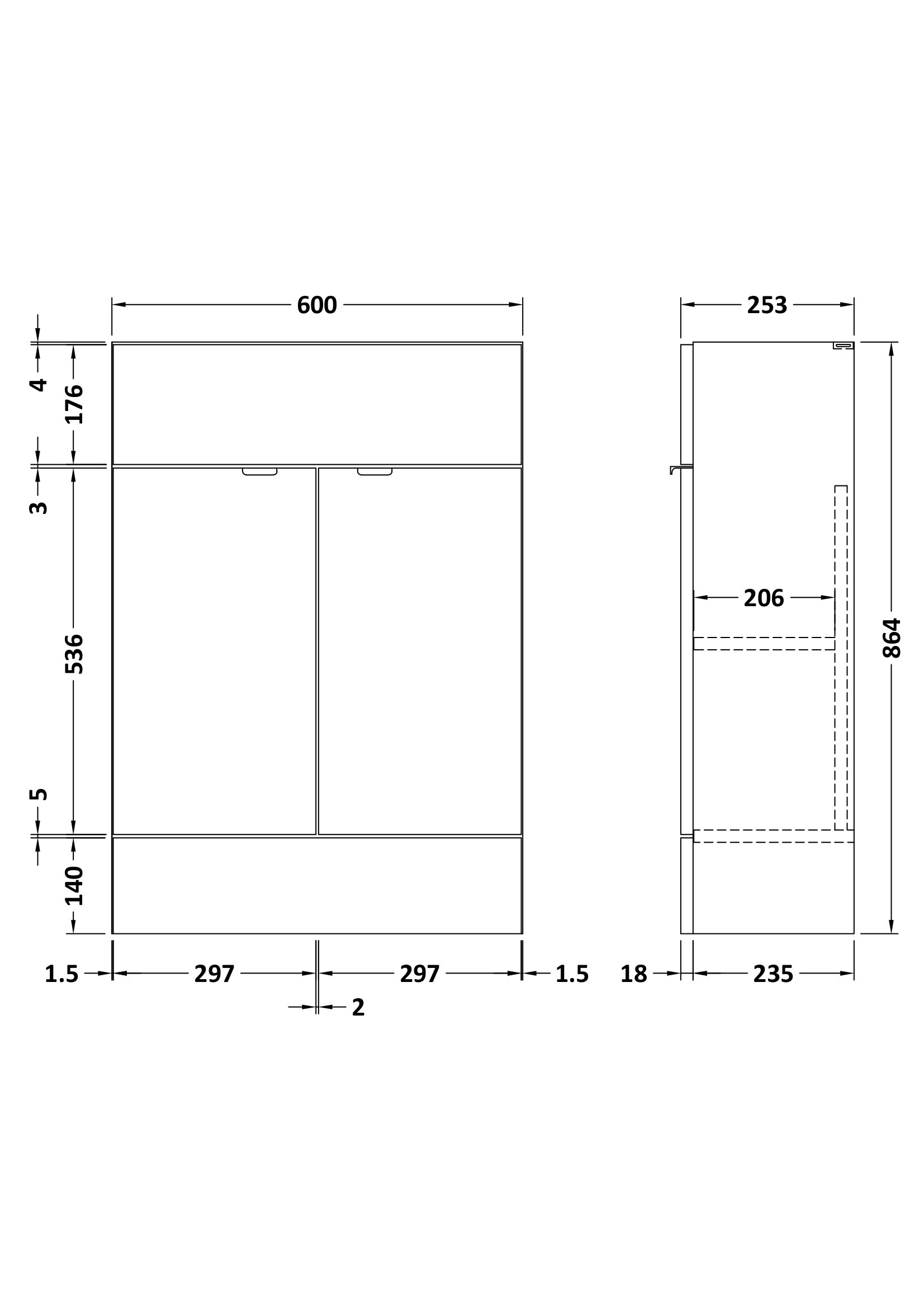 Hudson Reed 600mm Vanity Unit - Compact OFF107 - Image 3