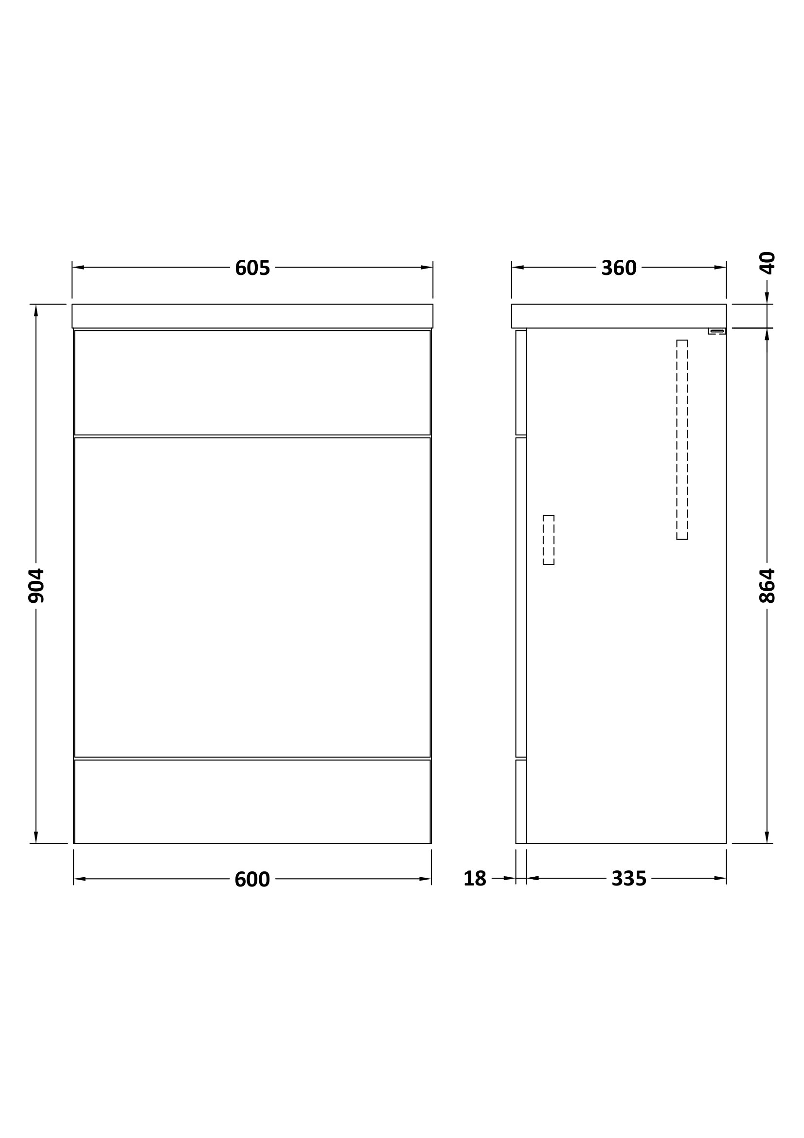 Hudson Reed 600mm WC Unit & Top CBI120 - Image 3