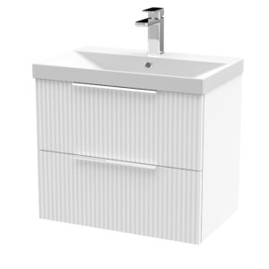 Hudson Reed 600mm Wall Hung 2 Drawer Vanity & Basin 3 DFF193D