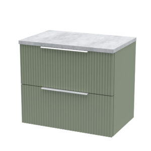 Hudson Reed 600mm Wall Hung 2 Drawer Vanity & Laminate Top DFF893LBG