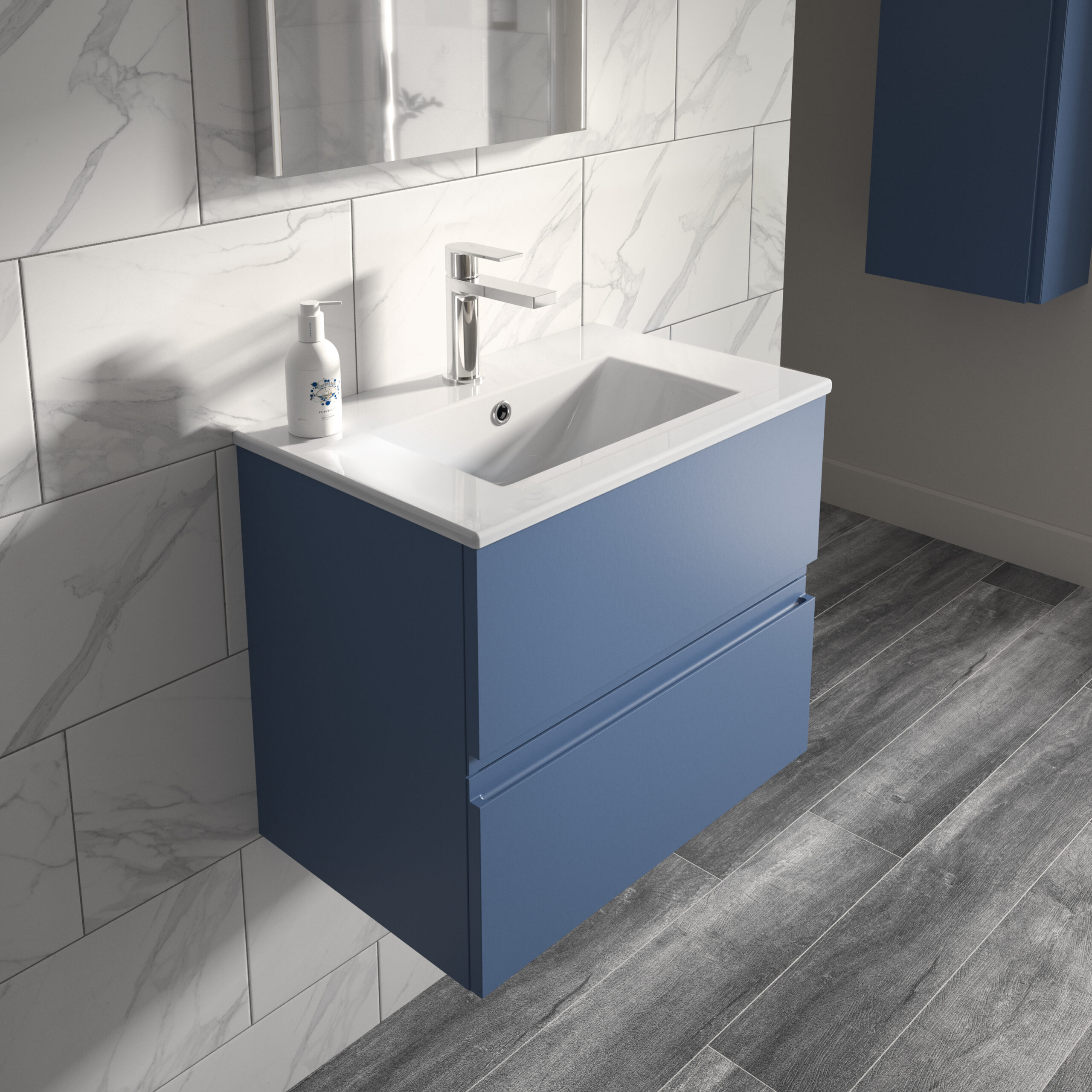 Hudson Reed 600mm Wall Hung 2-Drawer Vanity Unit & Basin 2 URB304B - Image 2