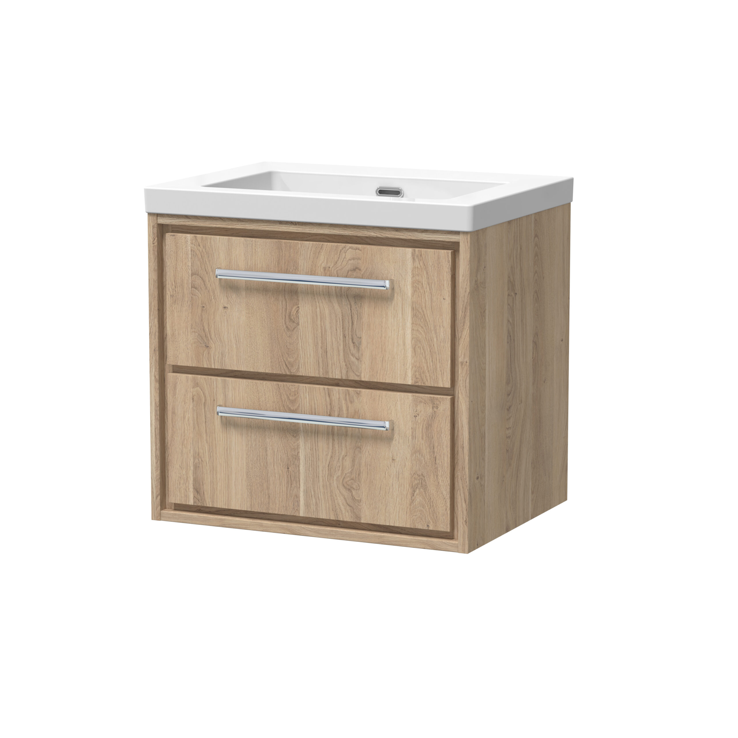 Hudson Reed 600mm Wall Hung 2-Drawer Vanity with Basin - 0 Tap Hole LIL3024K