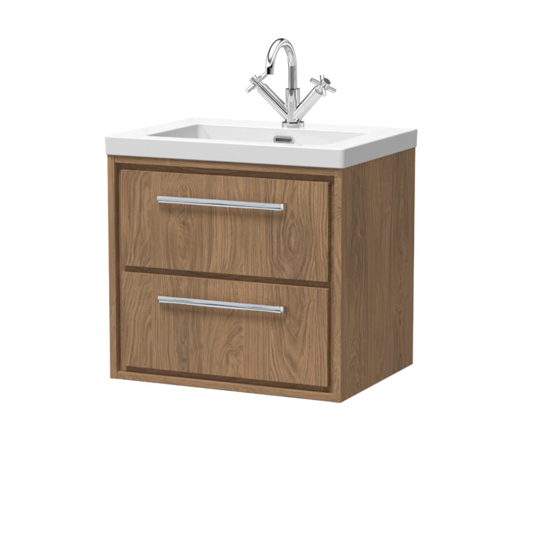 Hudson Reed 600mm Wall Hung 2-Drawer Vanity with Basin - 1 Tap Hole LIL2724L