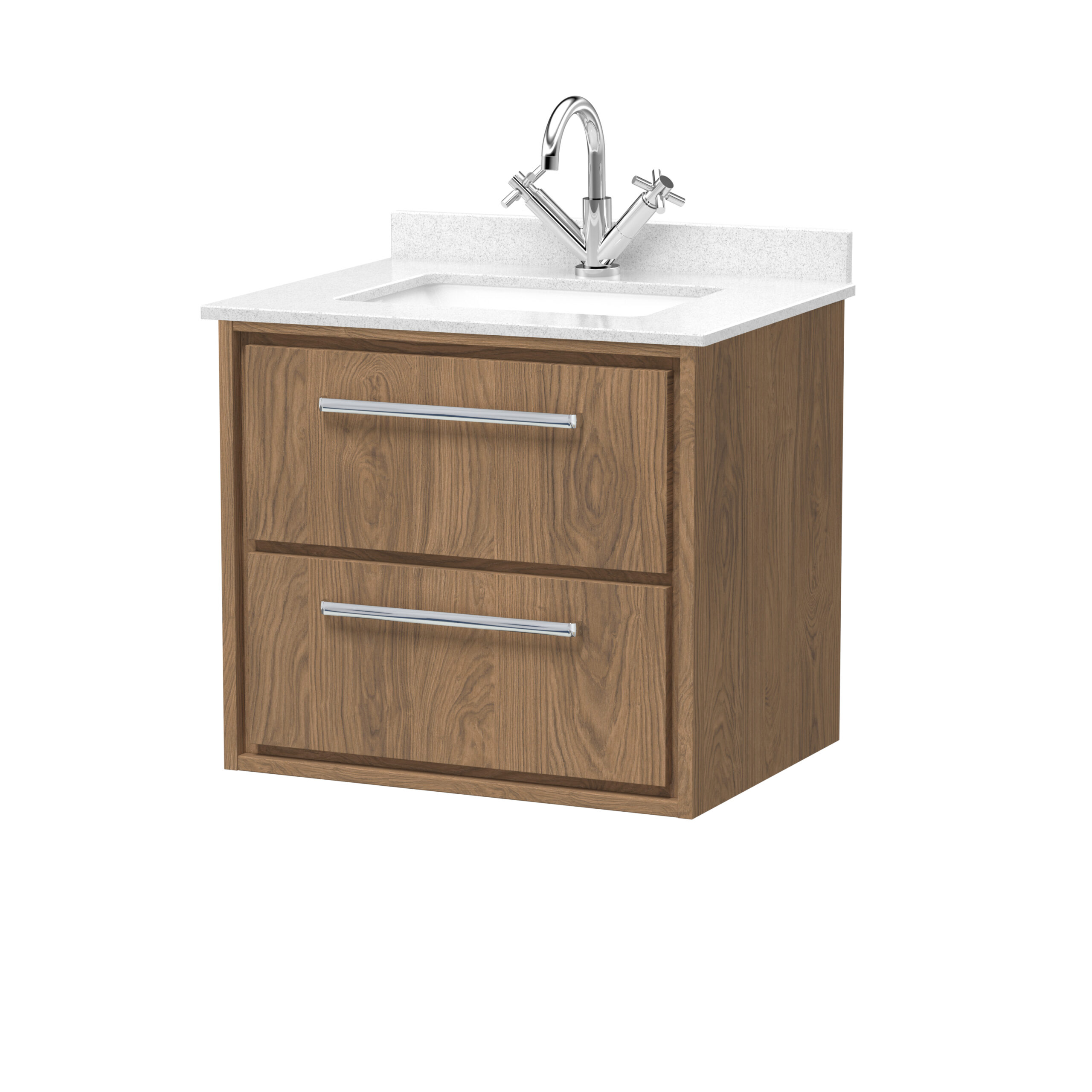 Hudson Reed 600mm Wall Hung 2-Drawer Vanity with Marble Worktop Basin LIL2724WS1
