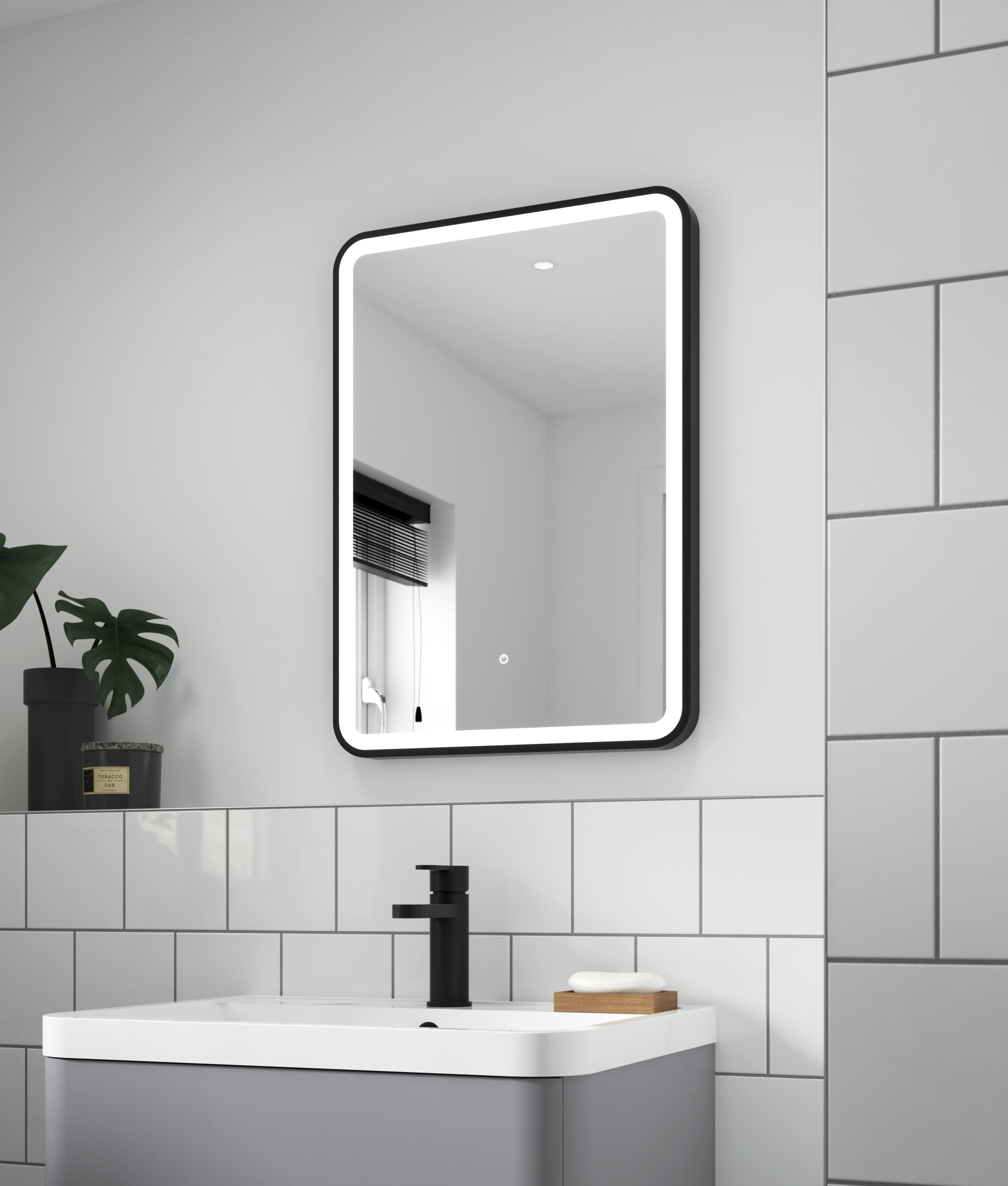 Hudson Reed 700 x 500 Black Framed Mirror LQ701 - Image 2