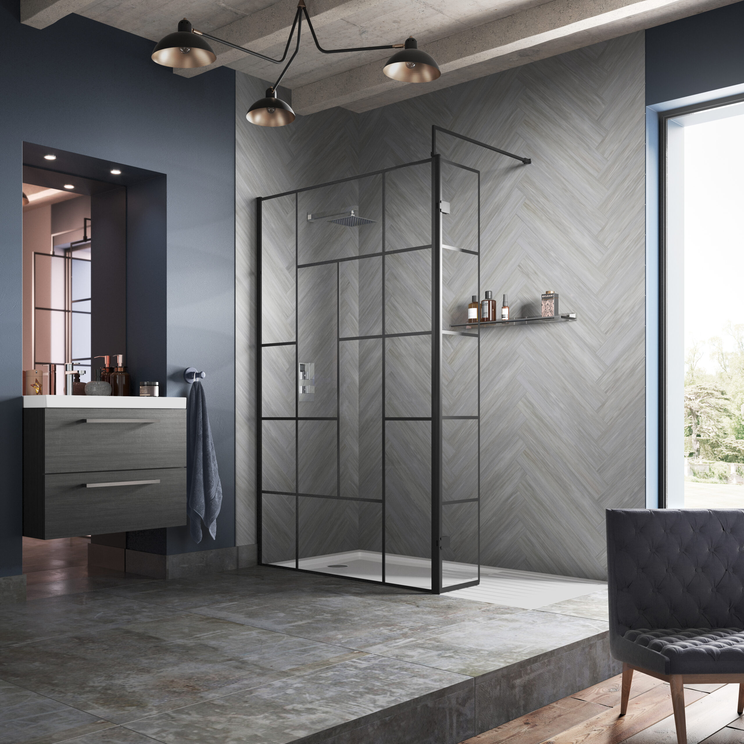 Hudson Reed 700mm Abstract Frame Wetroom Screen WRSFB070 - Image 2