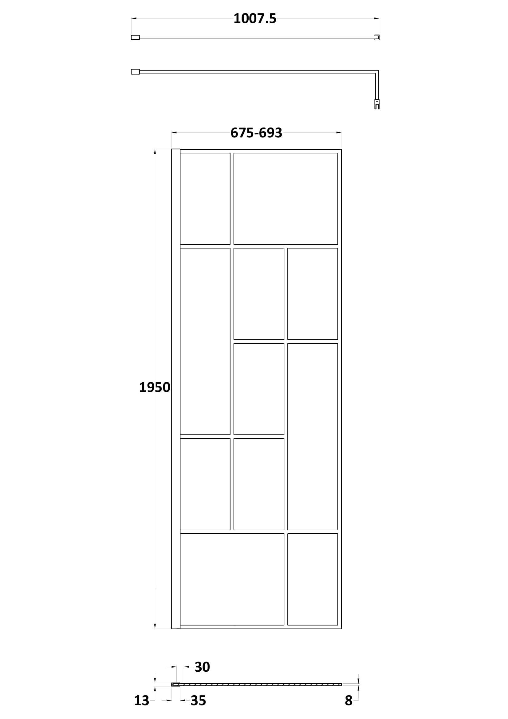 Hudson Reed 700mm Abstract Frame Wetroom Screen WRSFB070 - Image 3