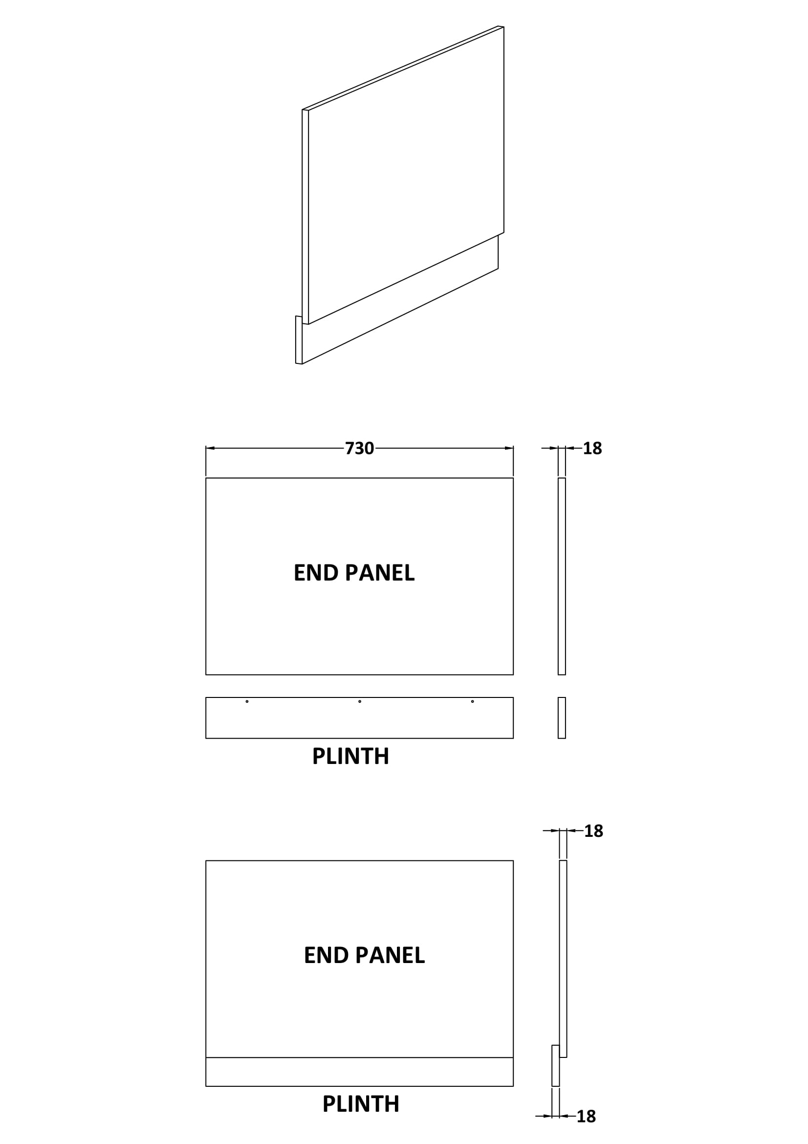 Hudson Reed 750mm Bath End Panel & Plinth OFF571 - Image 2