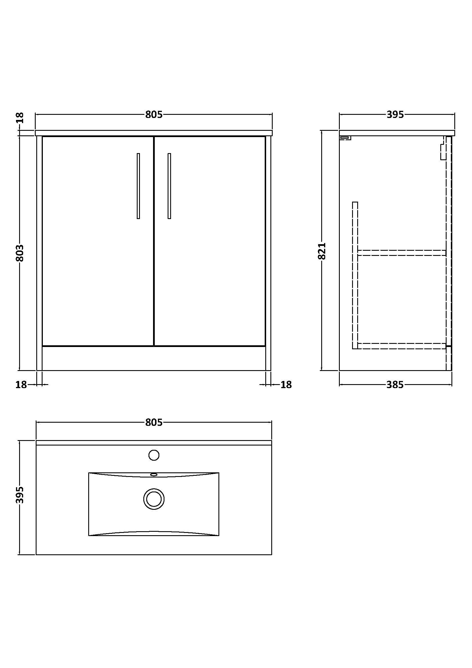 Hudson Reed 800mm Floor Standing 2 Door Vanity & Basin 2 JNU2205B - Image 4