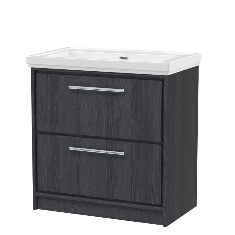 Hudson Reed 800mm Floor Standing 2-Drawer Vanity with Basin - 0 Tap Hole LIL2235H
