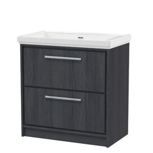 Hudson Reed 800mm Floor Standing 2-Drawer Vanity with Basin - 0 Tap Hole LIL2235H