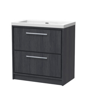 Hudson Reed 800mm Floor Standing 2-Drawer Vanity with Basin - 0 Tap Hole LIL2235K