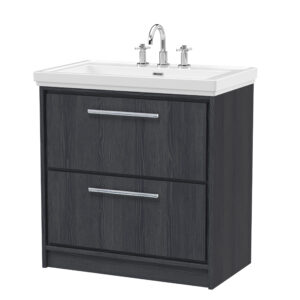 Hudson Reed 800mm Floor Standing 2-Drawer Vanity with Basin - 3 Tap Hole LIL2235B