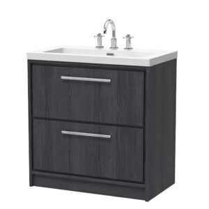 Hudson Reed 800mm Floor Standing 2-Drawer Vanity with Basin - 3 Tap Hole LIL2235M