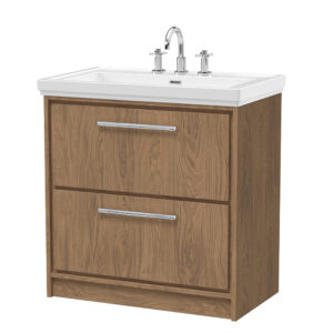Hudson Reed 800mm Floor Standing 2-Drawer Vanity with Basin - 3 Tap Hole LIL2735B