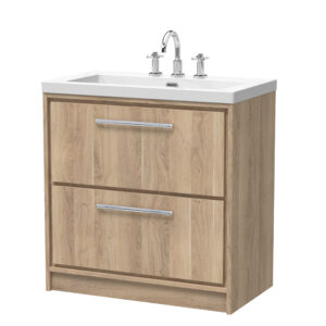 Hudson Reed 800mm Floor Standing 2-Drawer Vanity with Basin - 3 Tap Hole LIL3035M