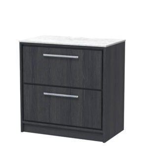 Hudson Reed 800mm Floor Standing 2-Drawer Vanity with Marble Worktop LIL2235WMT