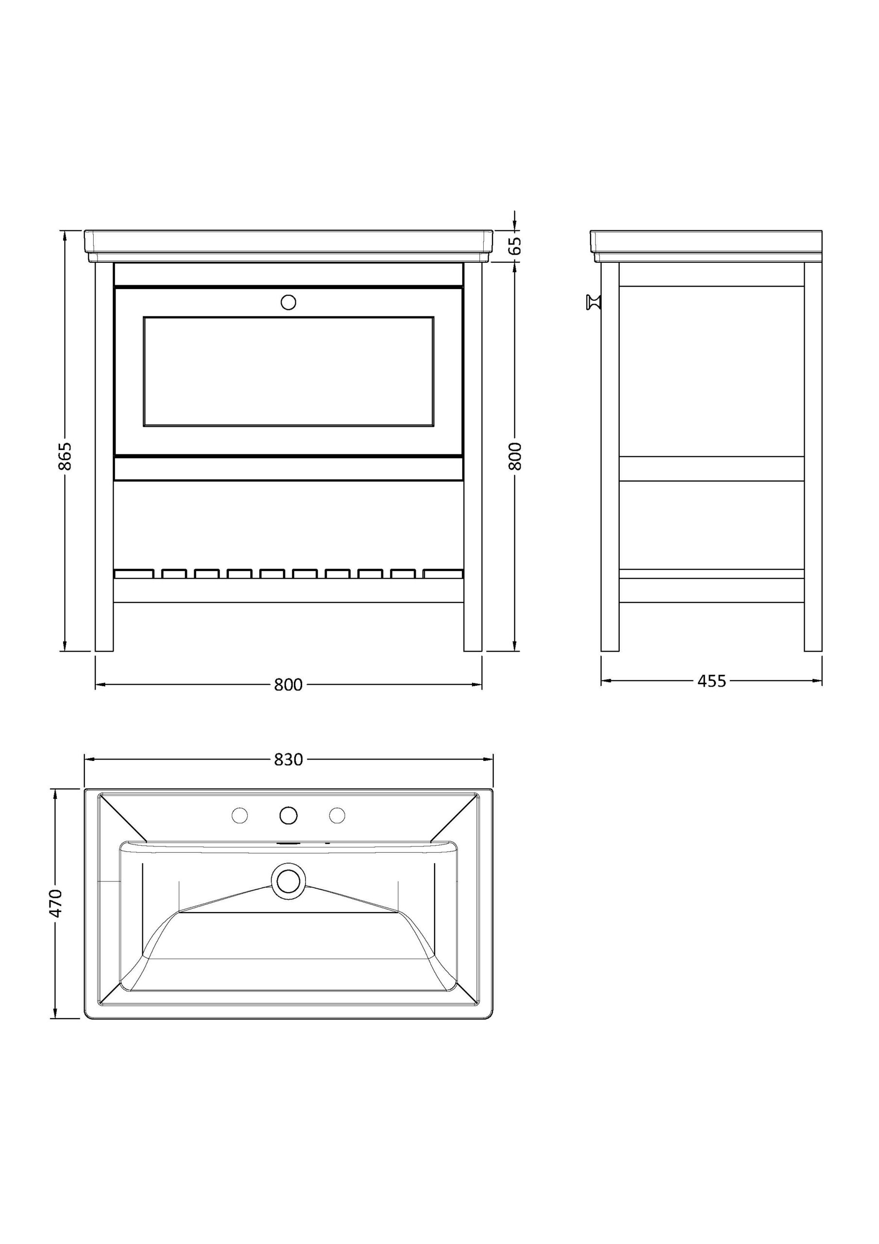 Hudson Reed 800mm Floor Standing Vanity & Basin 3TH BEX227B - Image 3