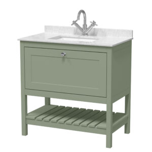 Hudson Reed 800mm Floor Standing Vanity & Marble Top 1TH BEX827WS1