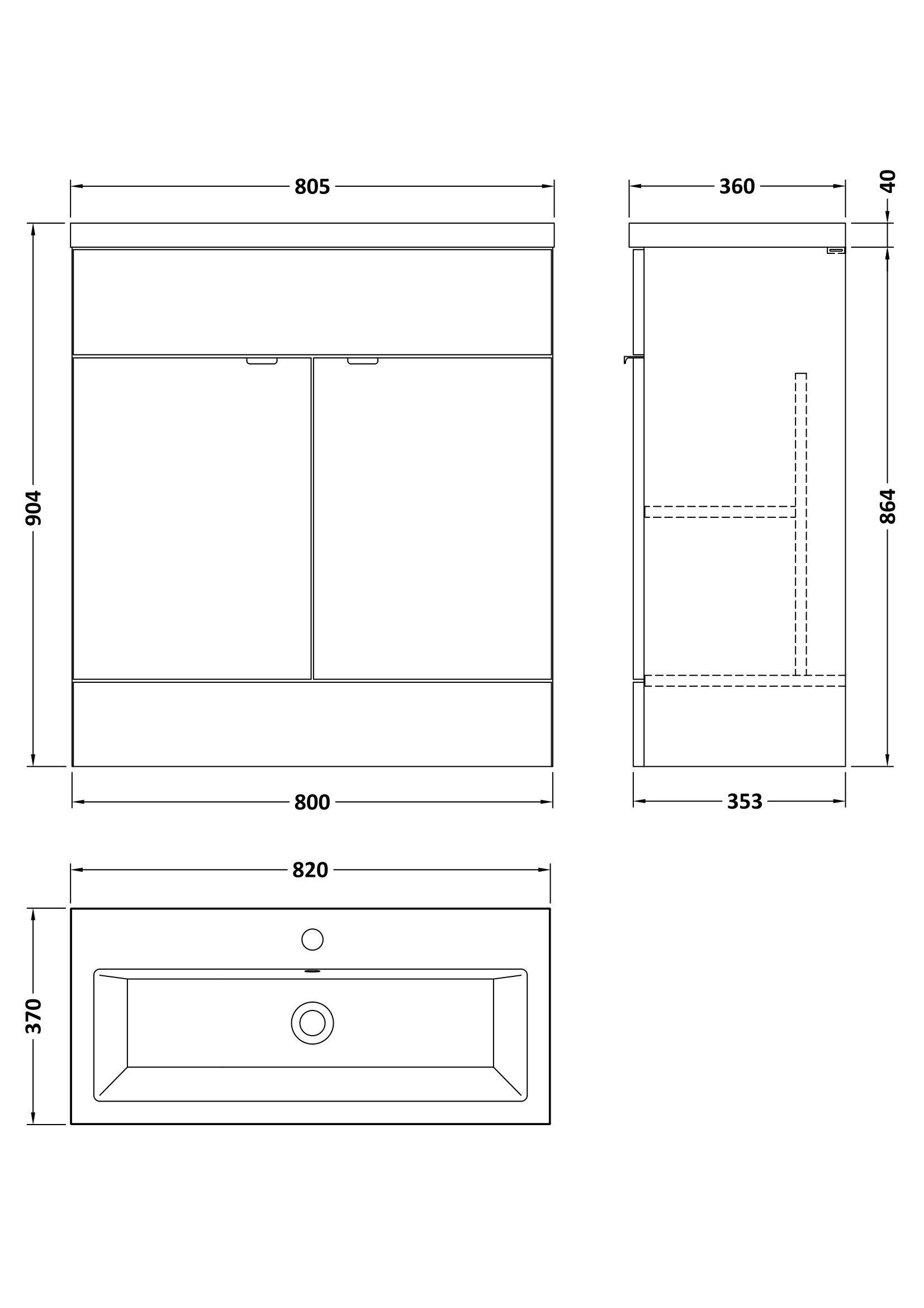 Hudson Reed 800mm Vanity Unit & Ceramic Basin CBI628A - Image 2