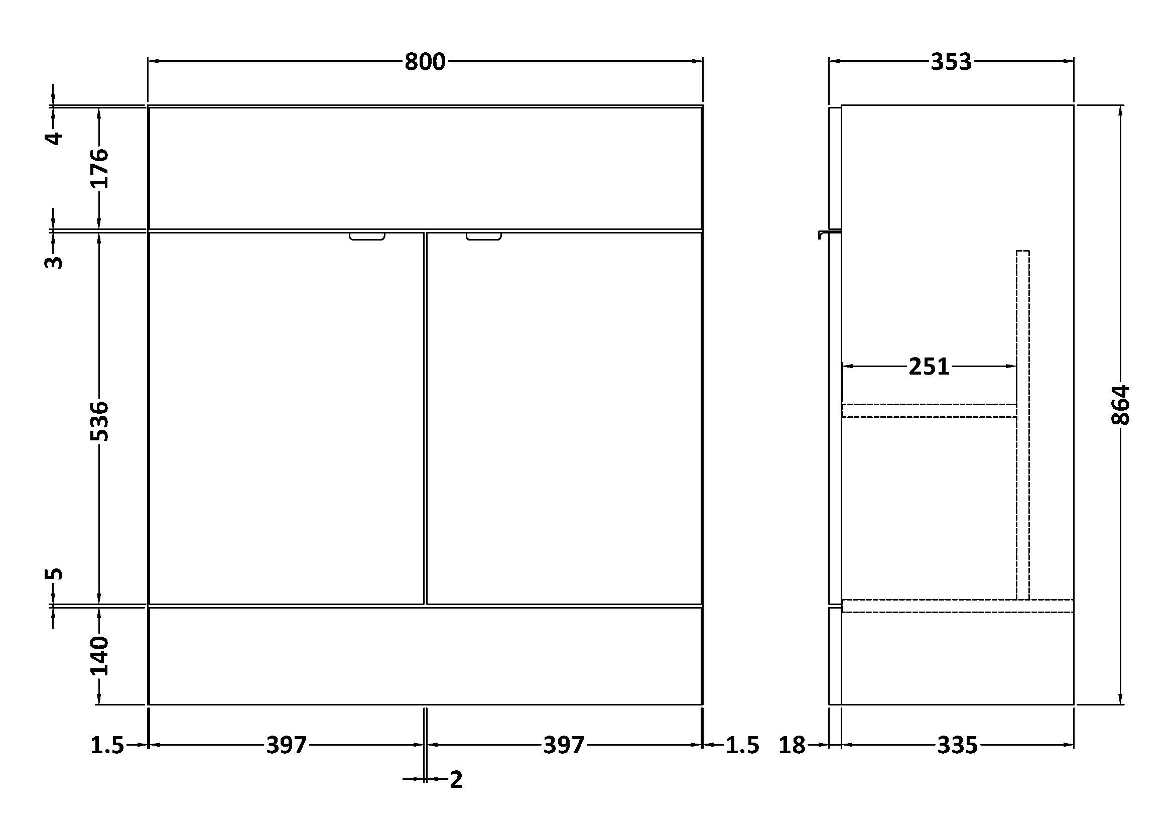 Hudson Reed 800mm Vanity Unit OFF509 - Image 2