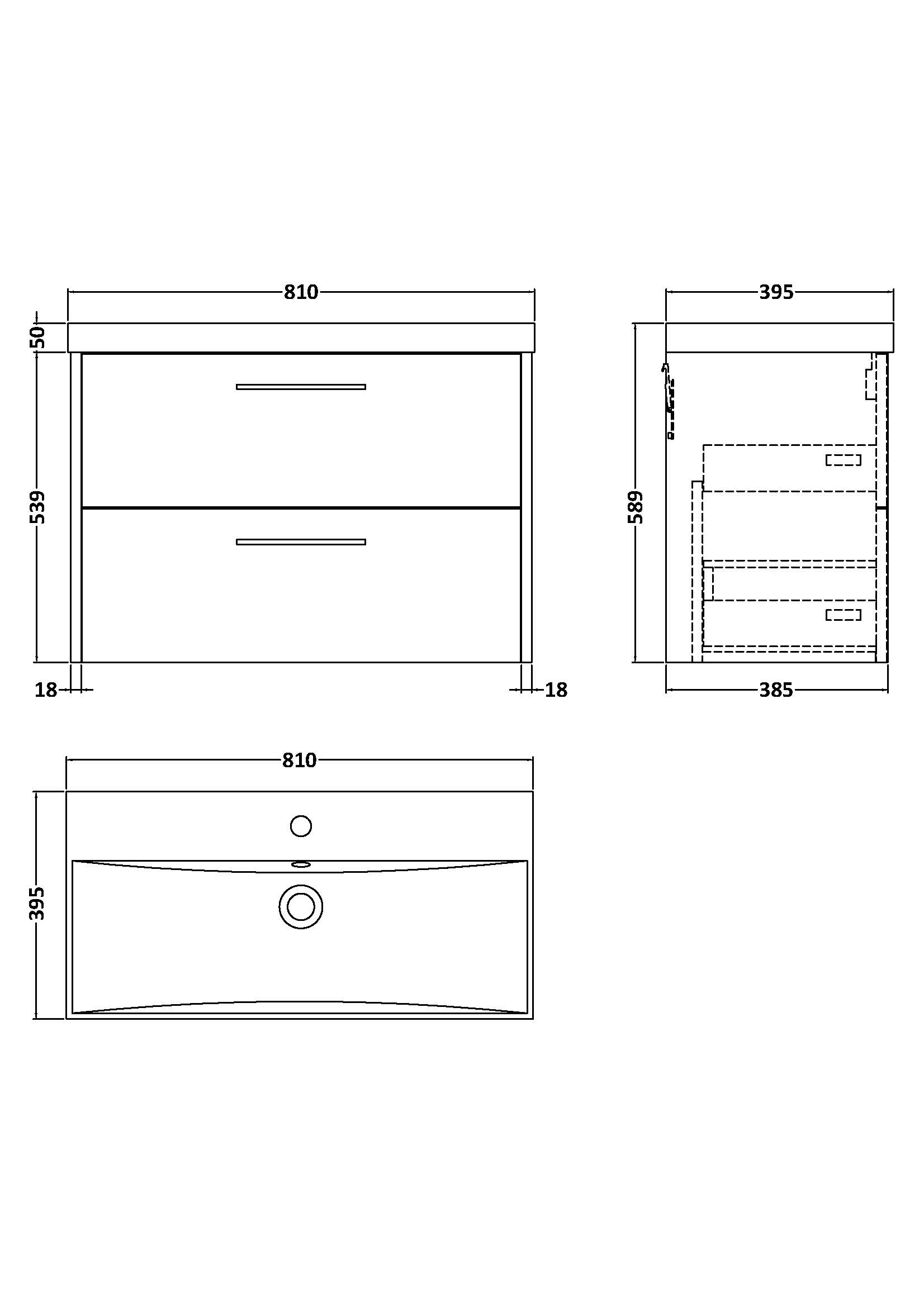 Hudson Reed 800mm Wall Hung 2 Drawer Vanity & Basin 3 JNU2226D - Image 3