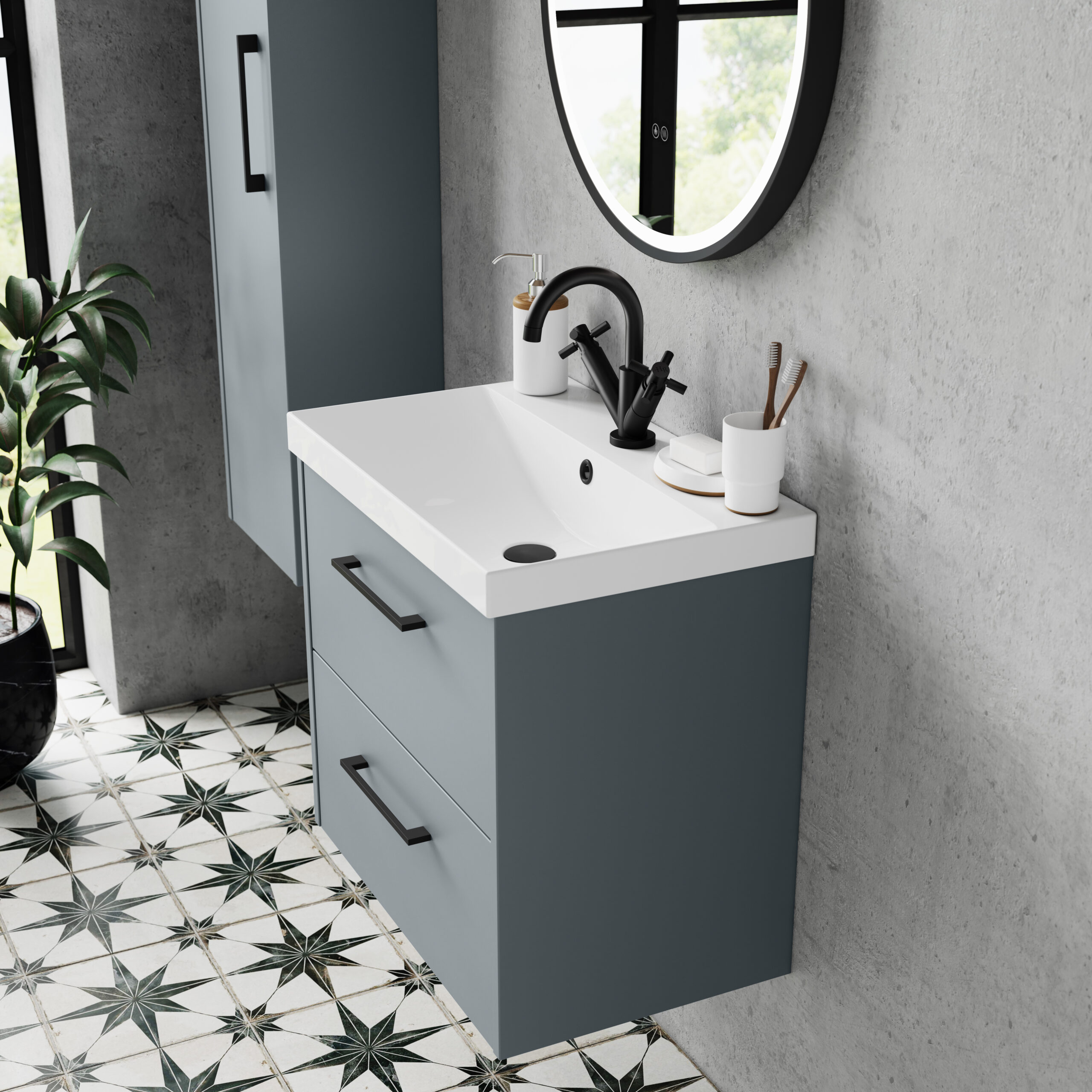 Hudson Reed 800mm Wall Hung 2 Drawer Vanity & Basin 3 JNU2326D - Image 2