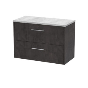 Hudson Reed 800mm Wall Hung 2 Drawer Vanity & Worktop JNU2626LBG
