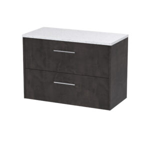 Hudson Reed 800mm Wall Hung 2 Drawer Vanity & Worktop JNU2626LSW