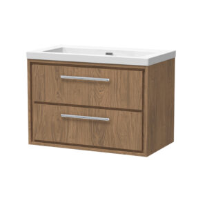 Hudson Reed 800mm Wall Hung 2-Drawer Vanity with Basin - 0 Tap Hole LIL2726K
