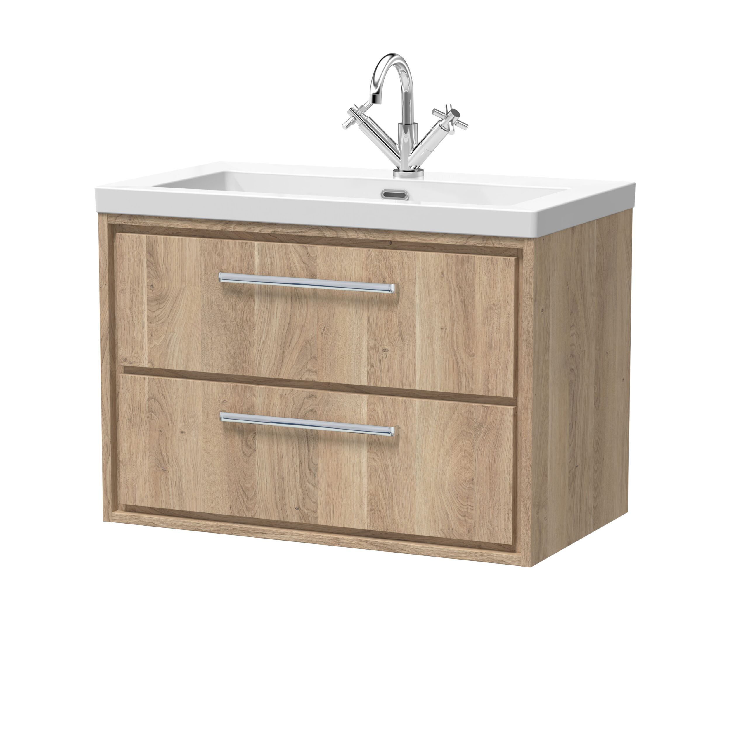 Hudson Reed 800mm Wall Hung 2-Drawer Vanity with Basin - 1 Tap Hole LIL3026L