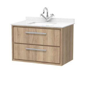 Hudson Reed 800mm Wall Hung 2-Drawer Vanity with Marble Worktop Basin LIL3026WS1