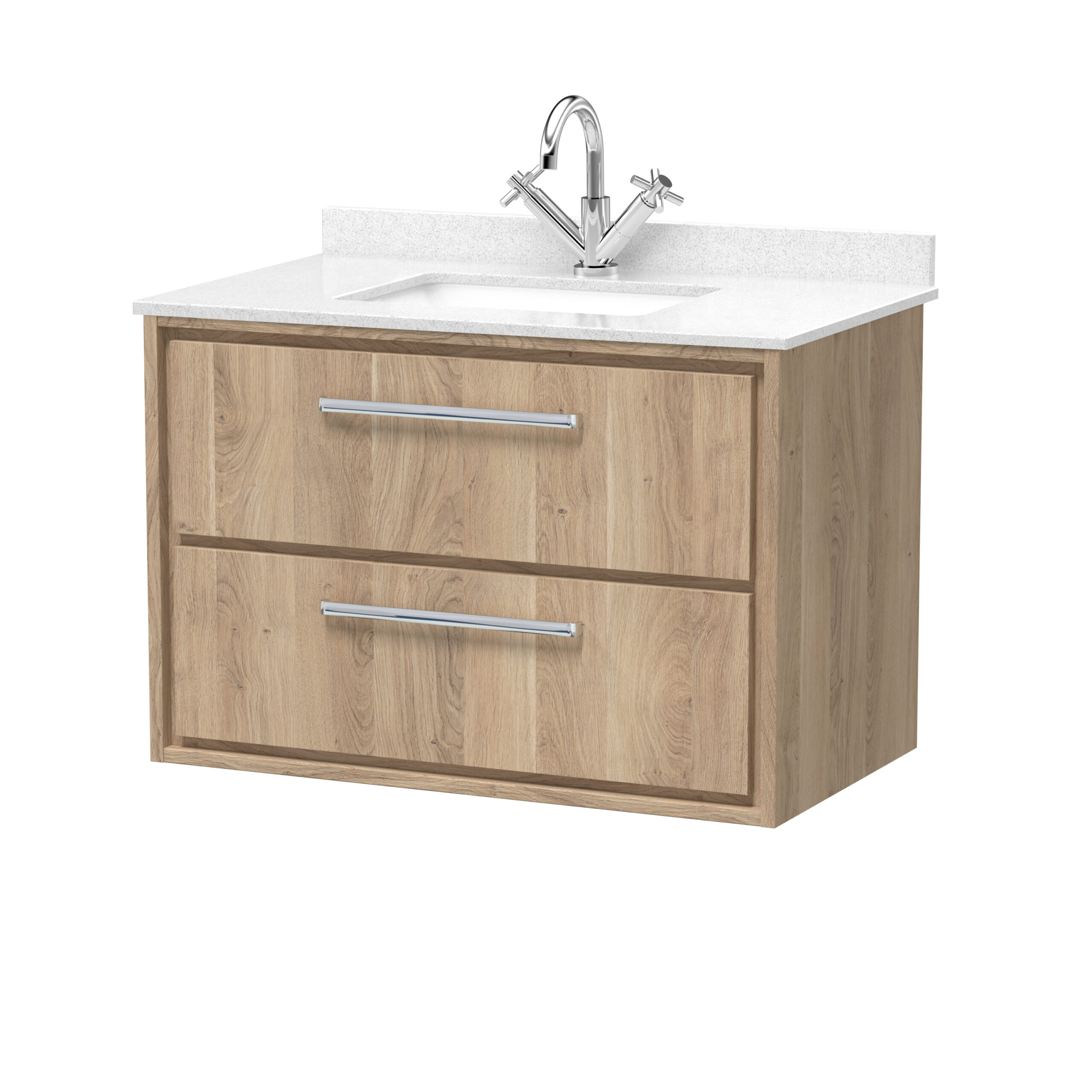 Hudson Reed 800mm Wall Hung 2-Drawer Vanity with Marble Worktop Basin LIL3026WS1