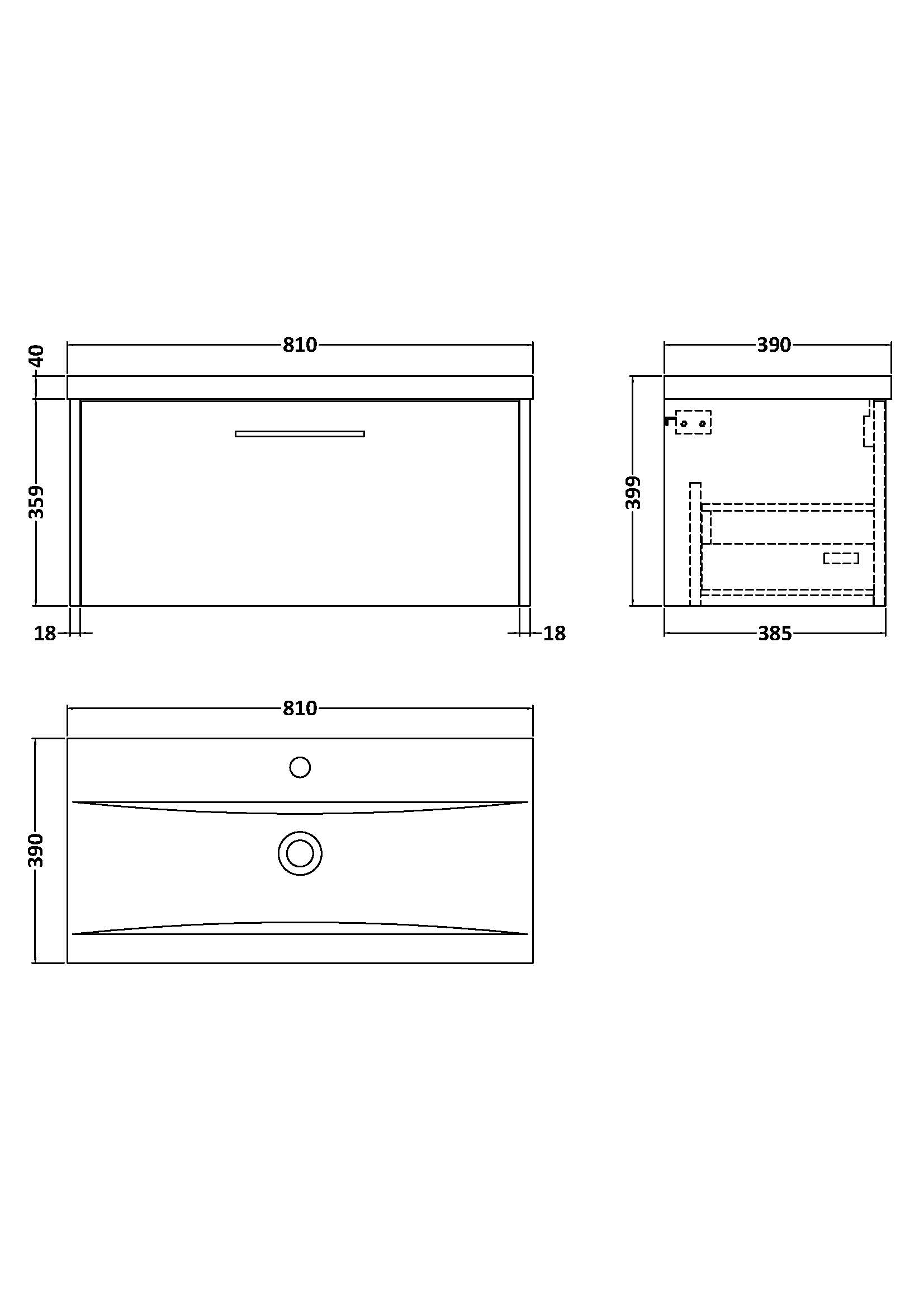 Hudson Reed 800mm Wall Hung Single Drawer Vanity & Basin 1 JNU2925A - Image 3