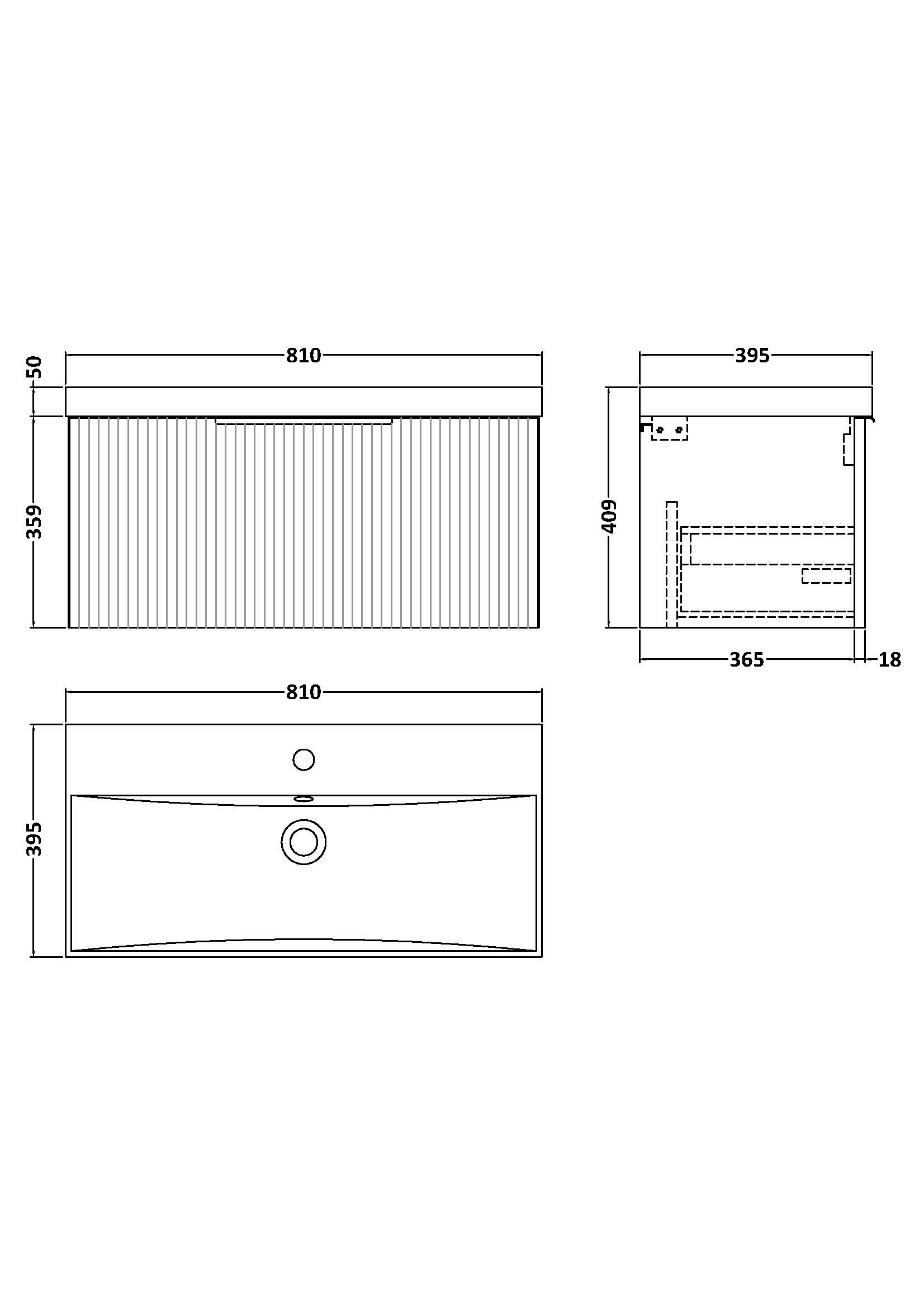 Hudson Reed 800mm Wall Hung Single Drawer Vanity & Basin 3 DFF896D - Image 3