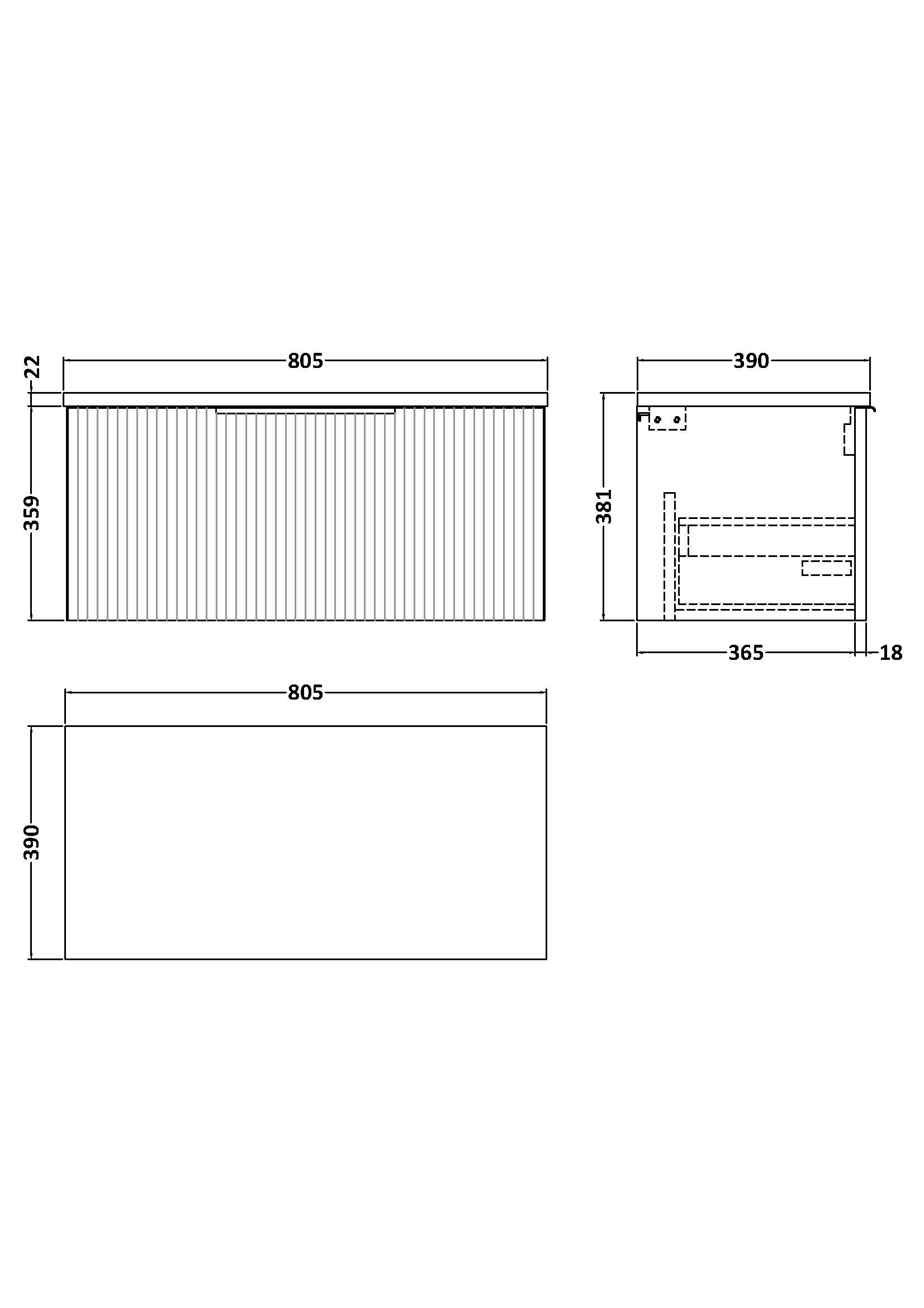 Hudson Reed 800mm Wall Hung Single Drawer Vanity & Laminate Worktop DFF296LCM - Image 2