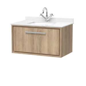 Hudson Reed 800mm Wall Hung Single Drawer Vanity with Marble Worktop Basin LIL3025WS1