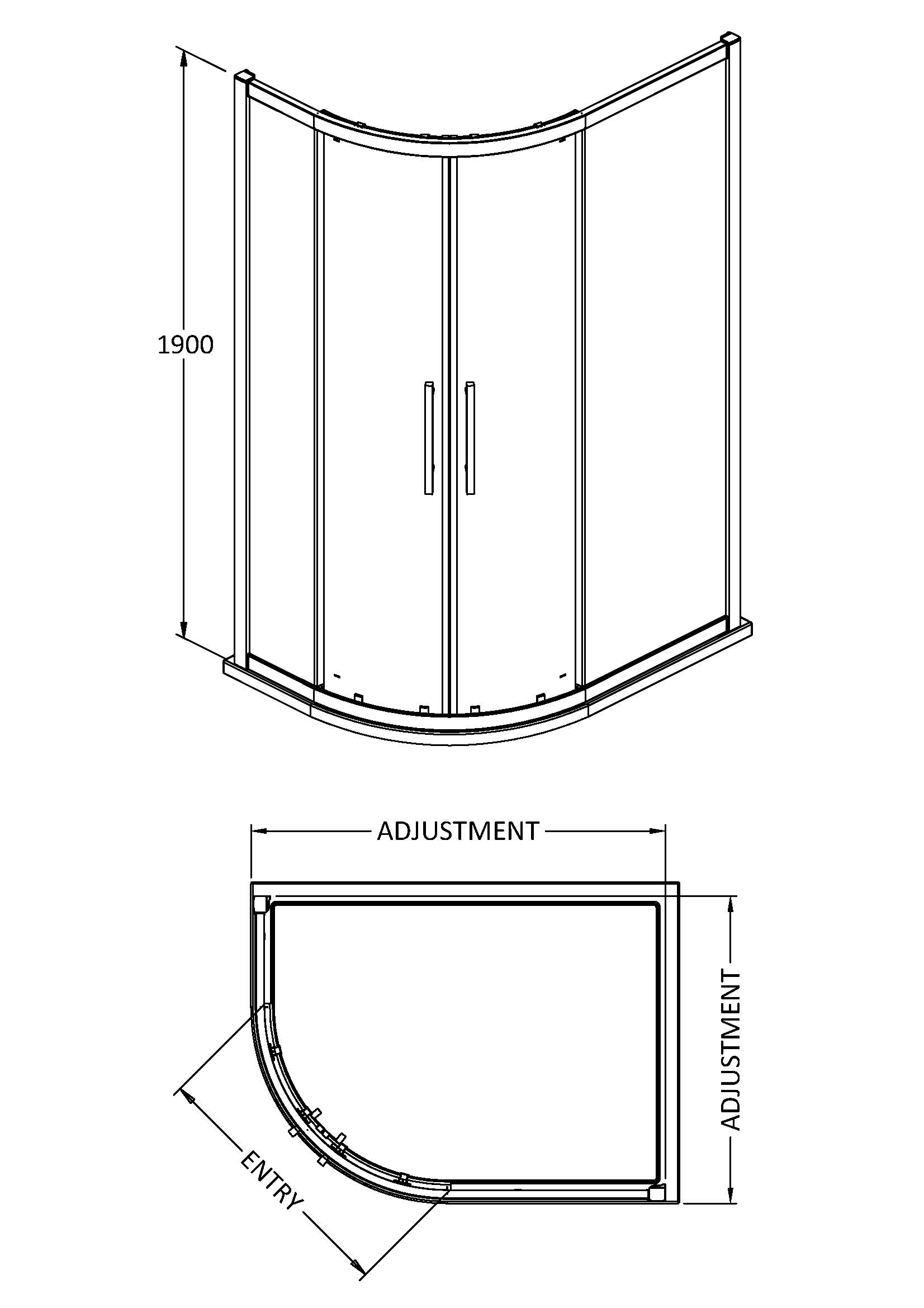 Hudson Reed Apex 900 x 800mm Offset Quadrant M9080QH4 - Image 2