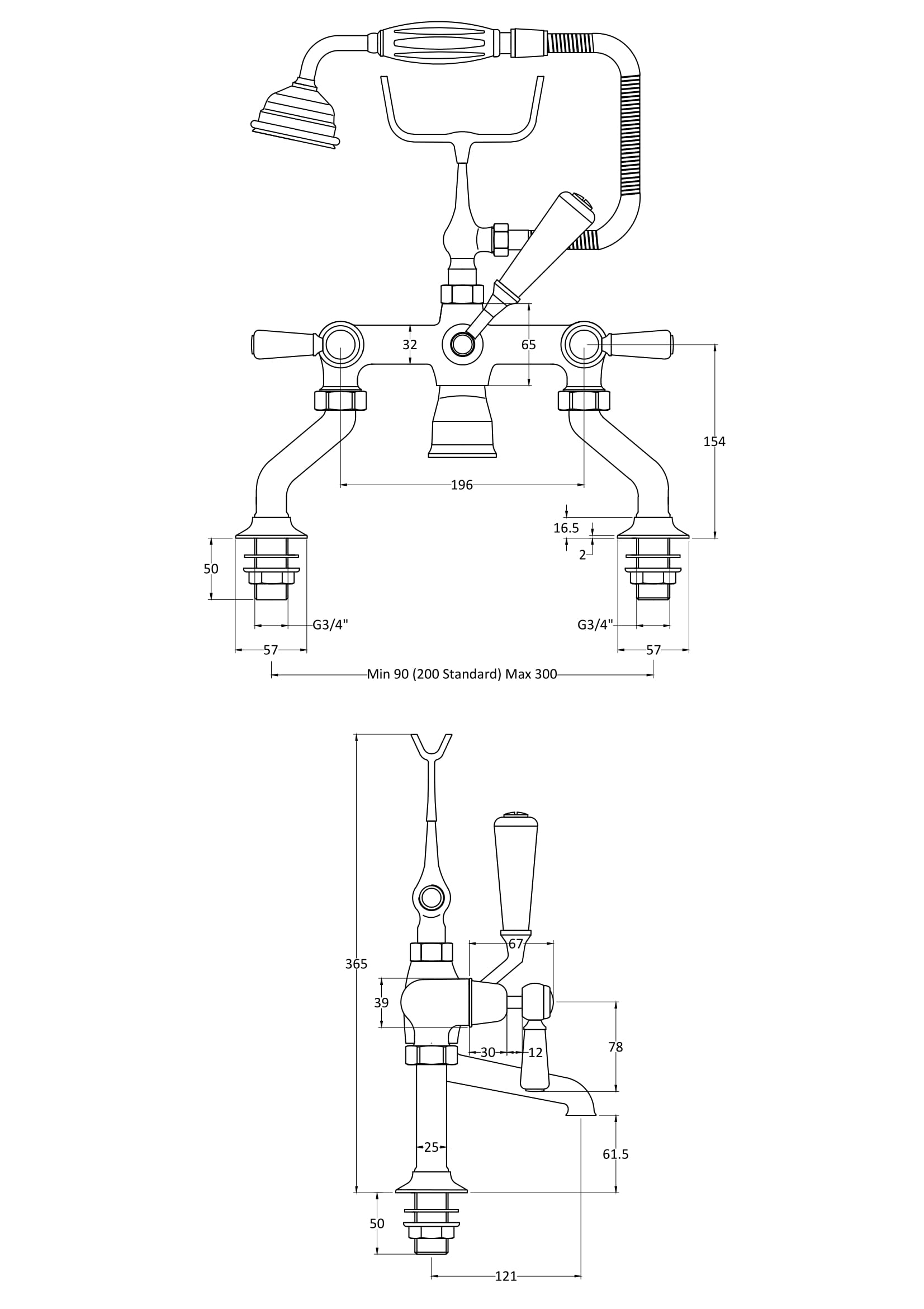 Hudson Reed Bath Shower Mixer BC404DL - Image 2