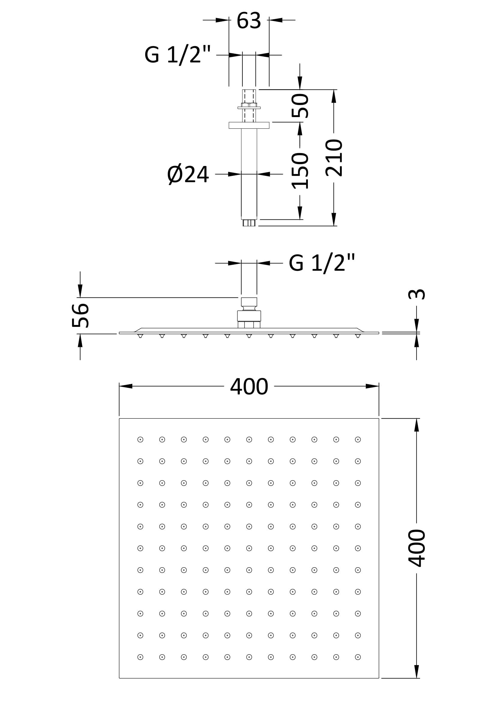Hudson Reed Ceiling Mounted Head & Arm HEAD45A - Image 2