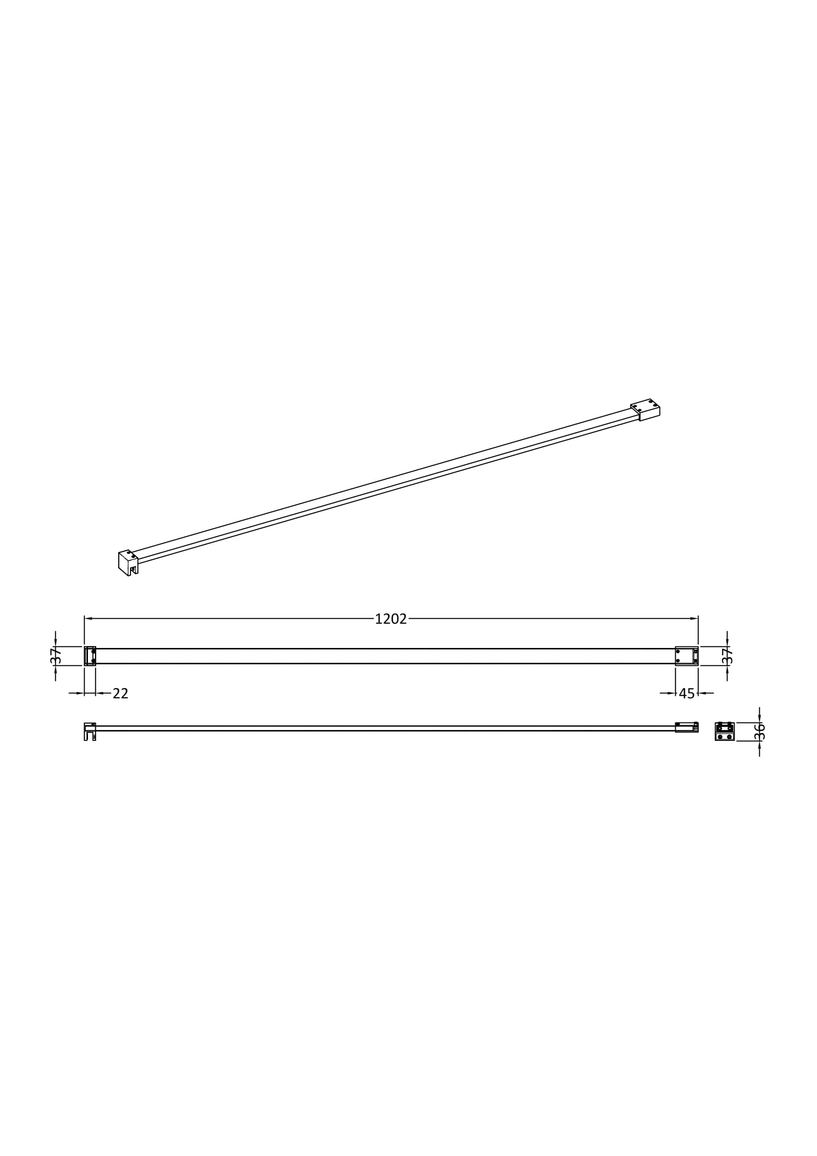 Hudson Reed Flat support bar FIX080 - Image 2