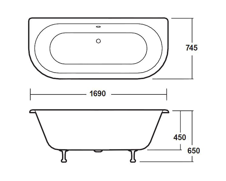 Hudson Reed Freestanding Bath - Corbel Leg Set (1700mm) RE1701T - Image 4