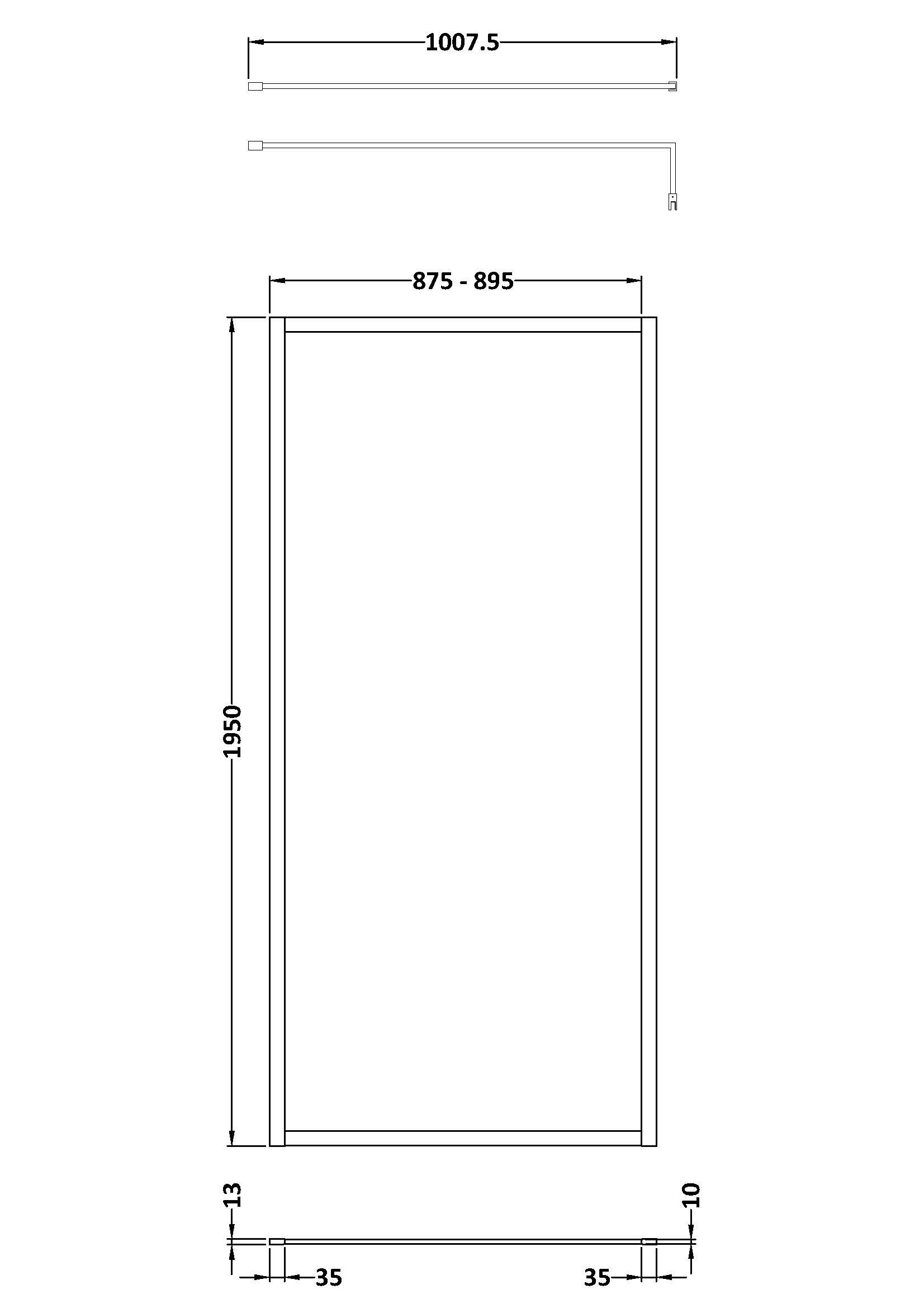 Hudson Reed Full Outer Frame Wetroom Screen 1950x900x8mm WRFBB1990 - Image 2