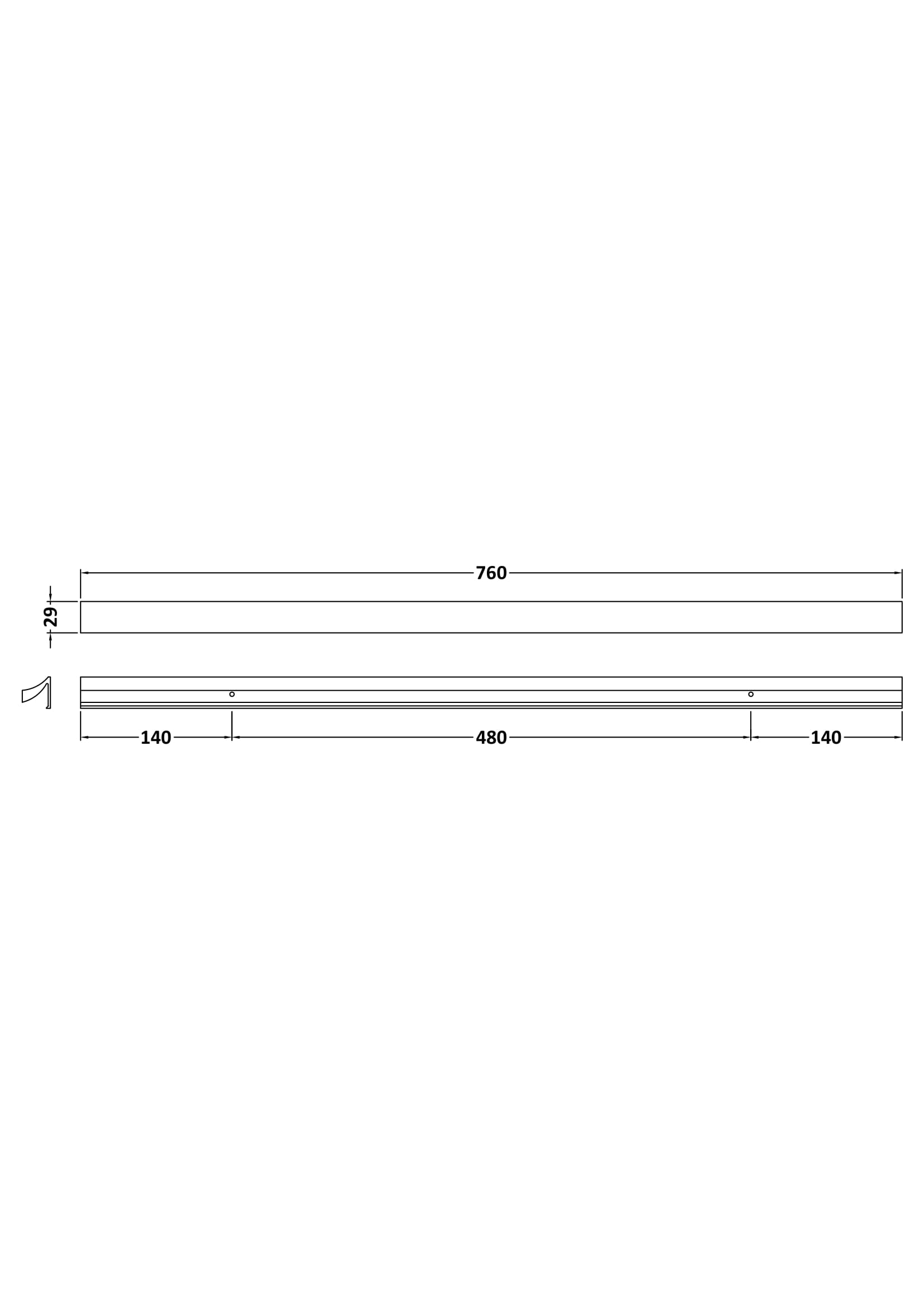 Hudson Reed Handle 480mm H009 - Image 2